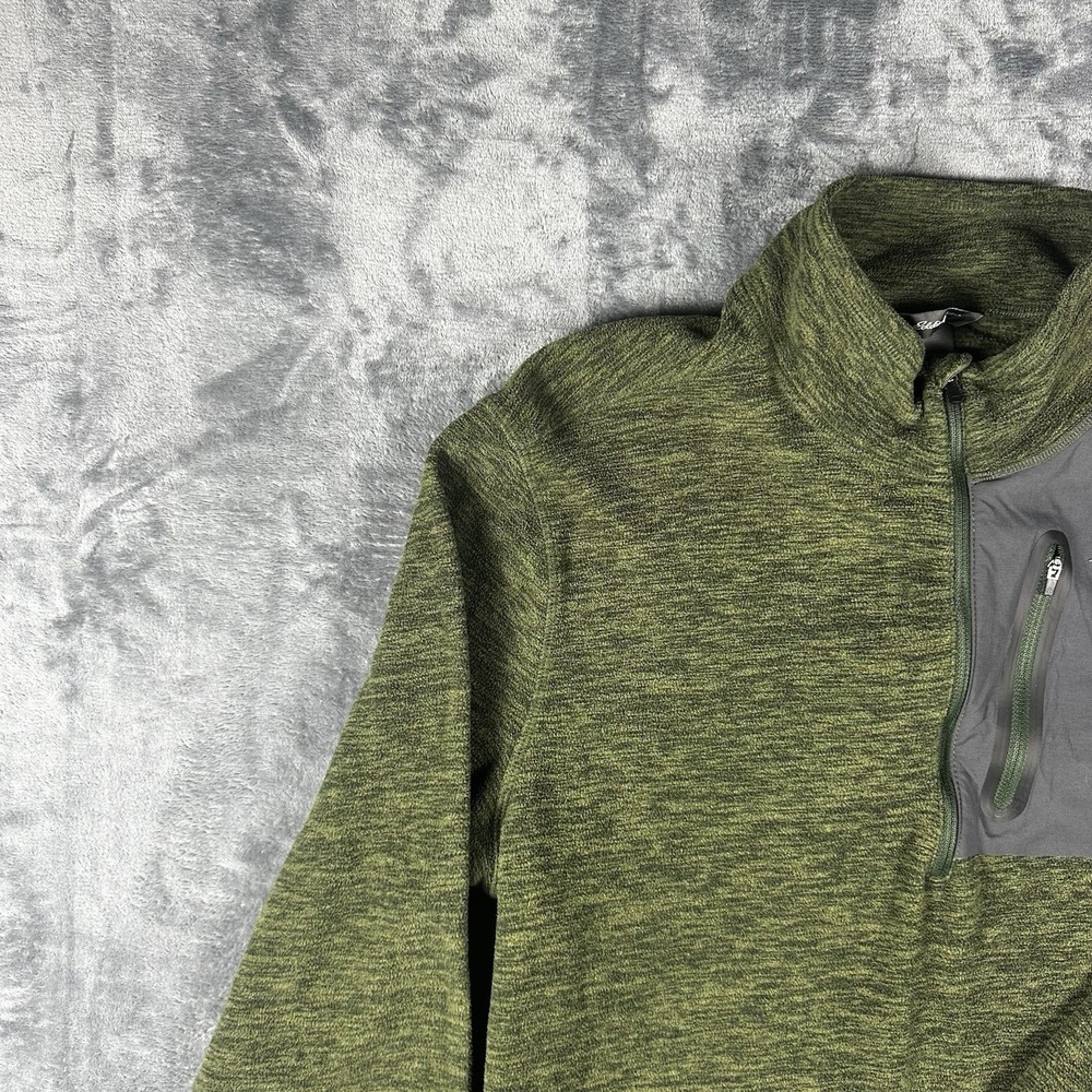 Eddie Bauer Quarter Zip Pullover Men's Large Green Heathered Fleece Jacket - Picture 9 of 16